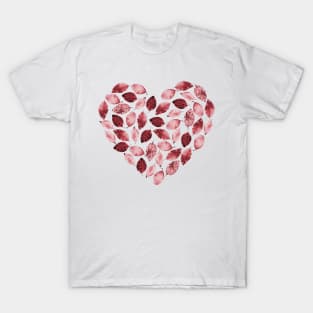 Pink leaf heart T-Shirt